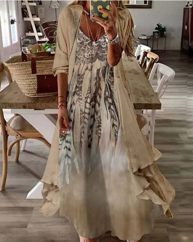 Cross-border Women's Print Holiday Strap Dress Indian Style