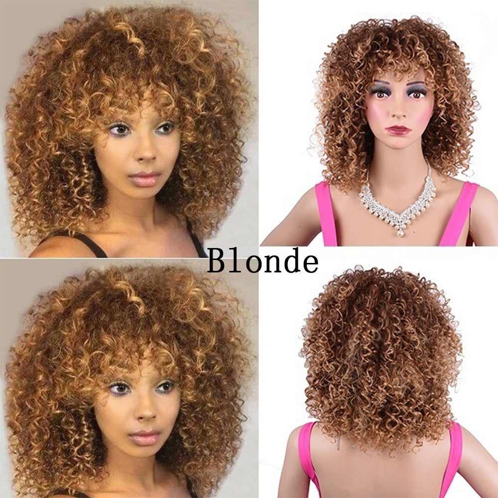 Short Curly Afro Wig – 4 Color Options Synthetic