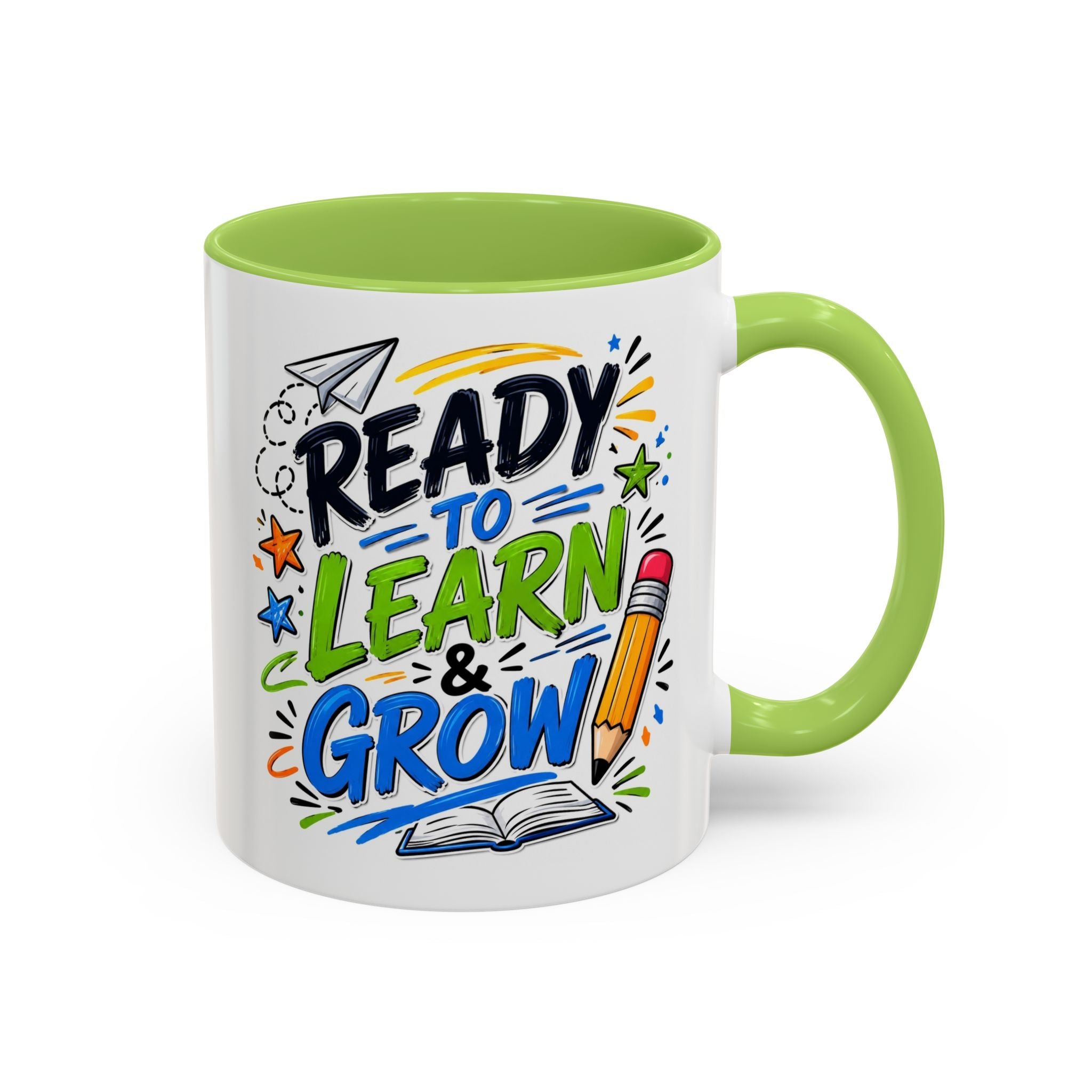 Ready to Learn & Grow Accent Coffee Mug — Teacher/Student Back to School Gift (11/15oz)