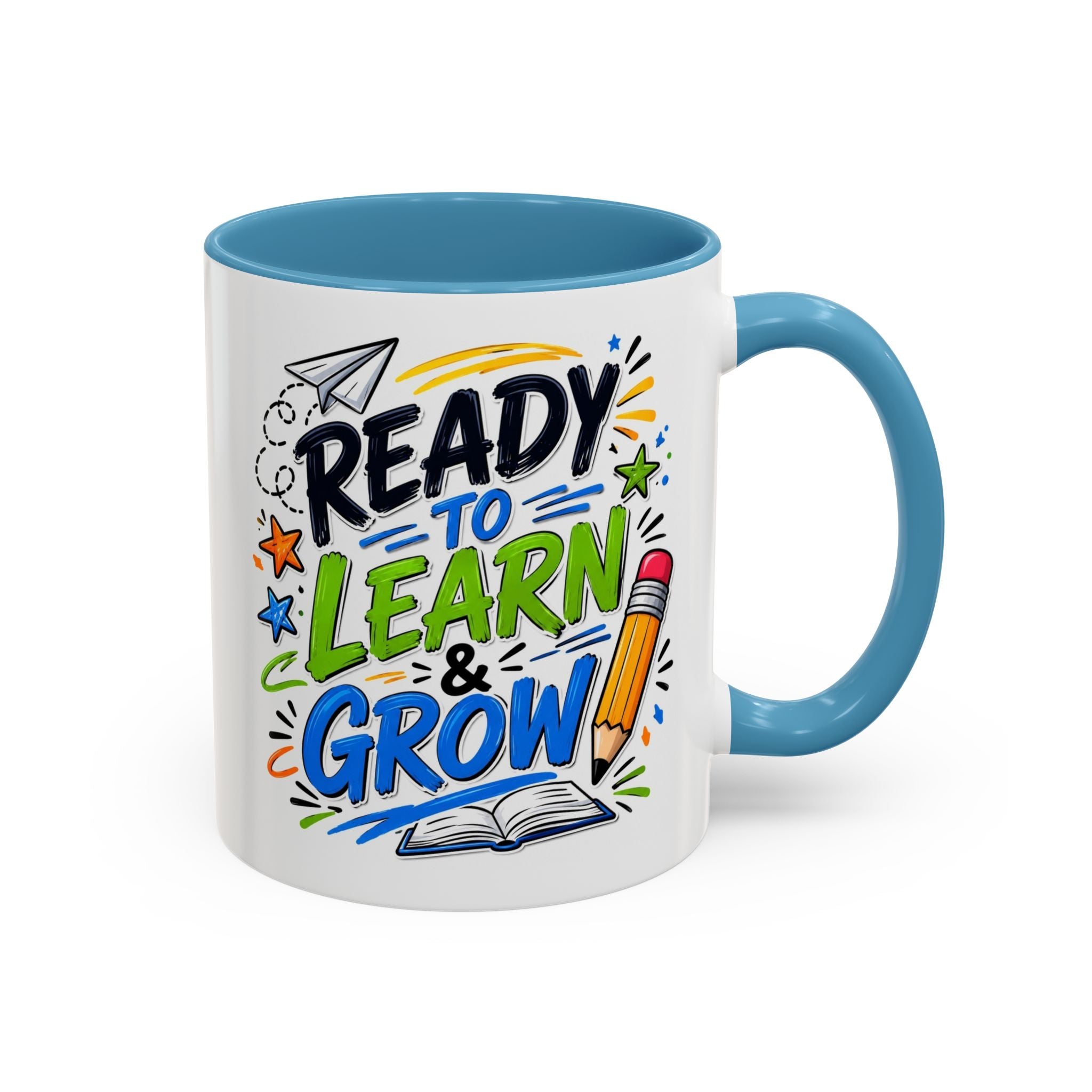 Ready to Learn & Grow Accent Coffee Mug — Teacher/Student Back to School Gift (11/15oz)