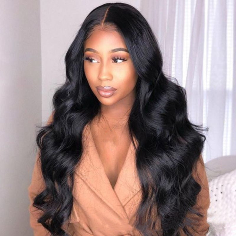 Medium Long Curly Wave Wig – Black, Dark Brown & Light Brown Synthetic