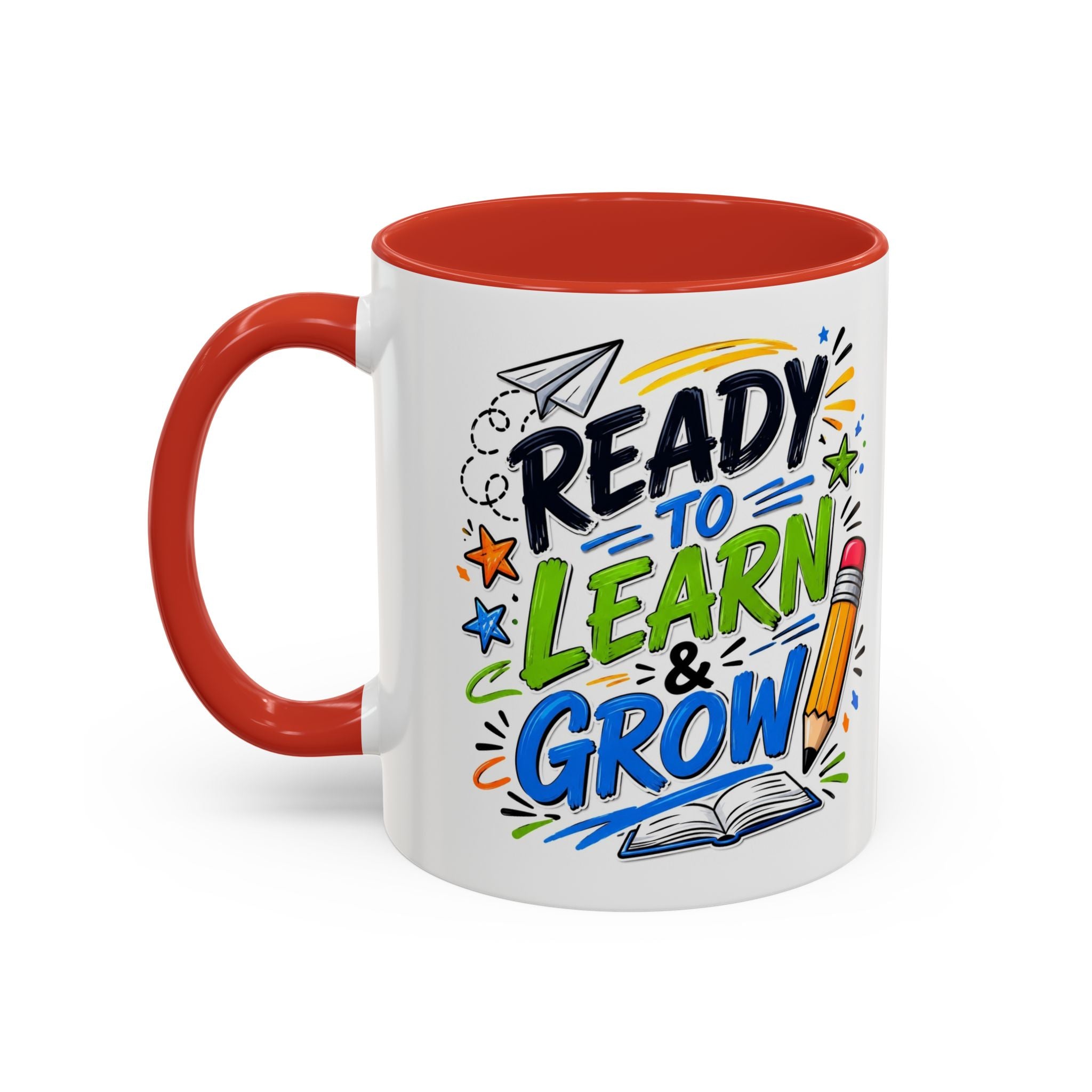 Ready to Learn & Grow Accent Coffee Mug — Teacher/Student Back to School Gift (11/15oz)