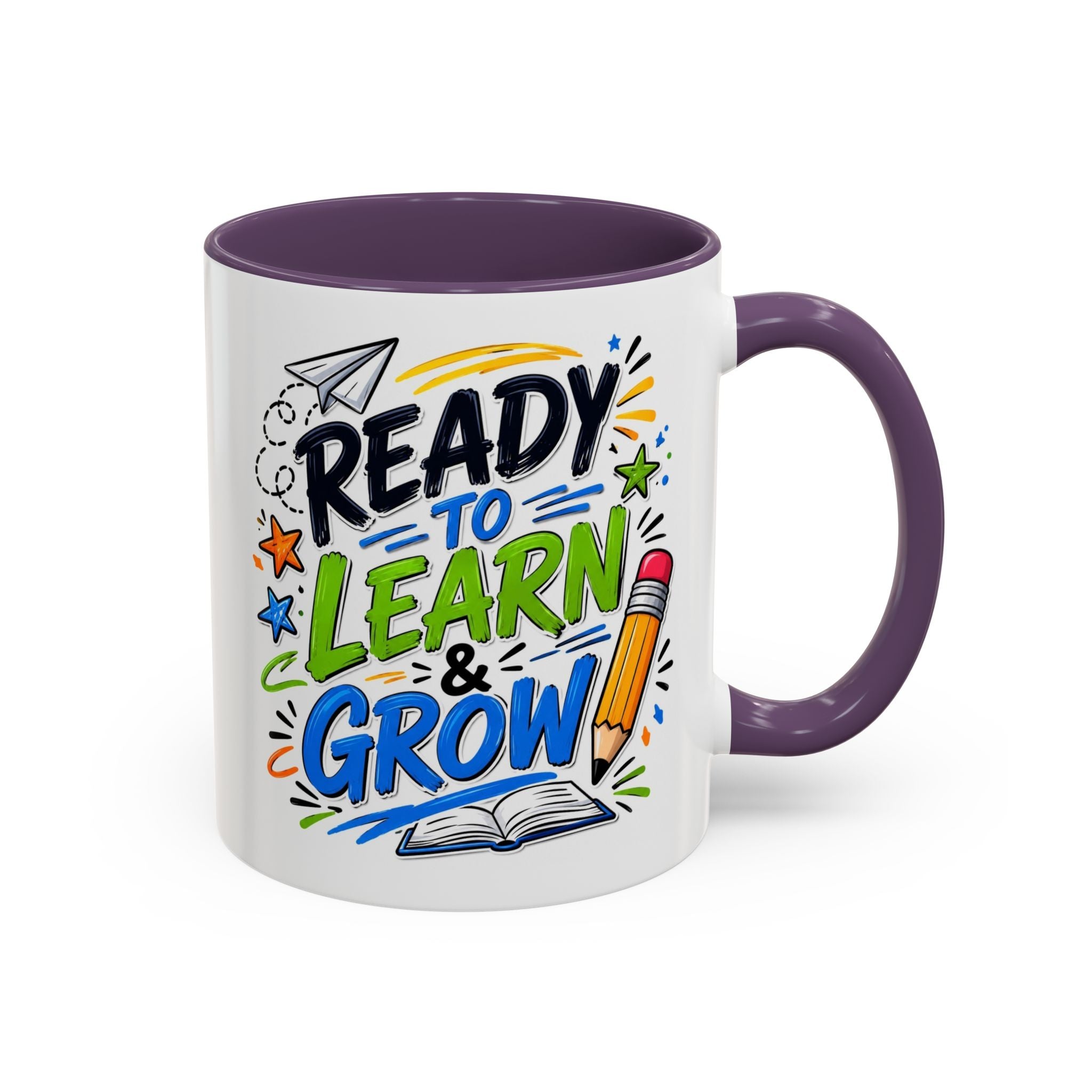 Ready to Learn & Grow Accent Coffee Mug — Teacher/Student Back to School Gift (11/15oz)