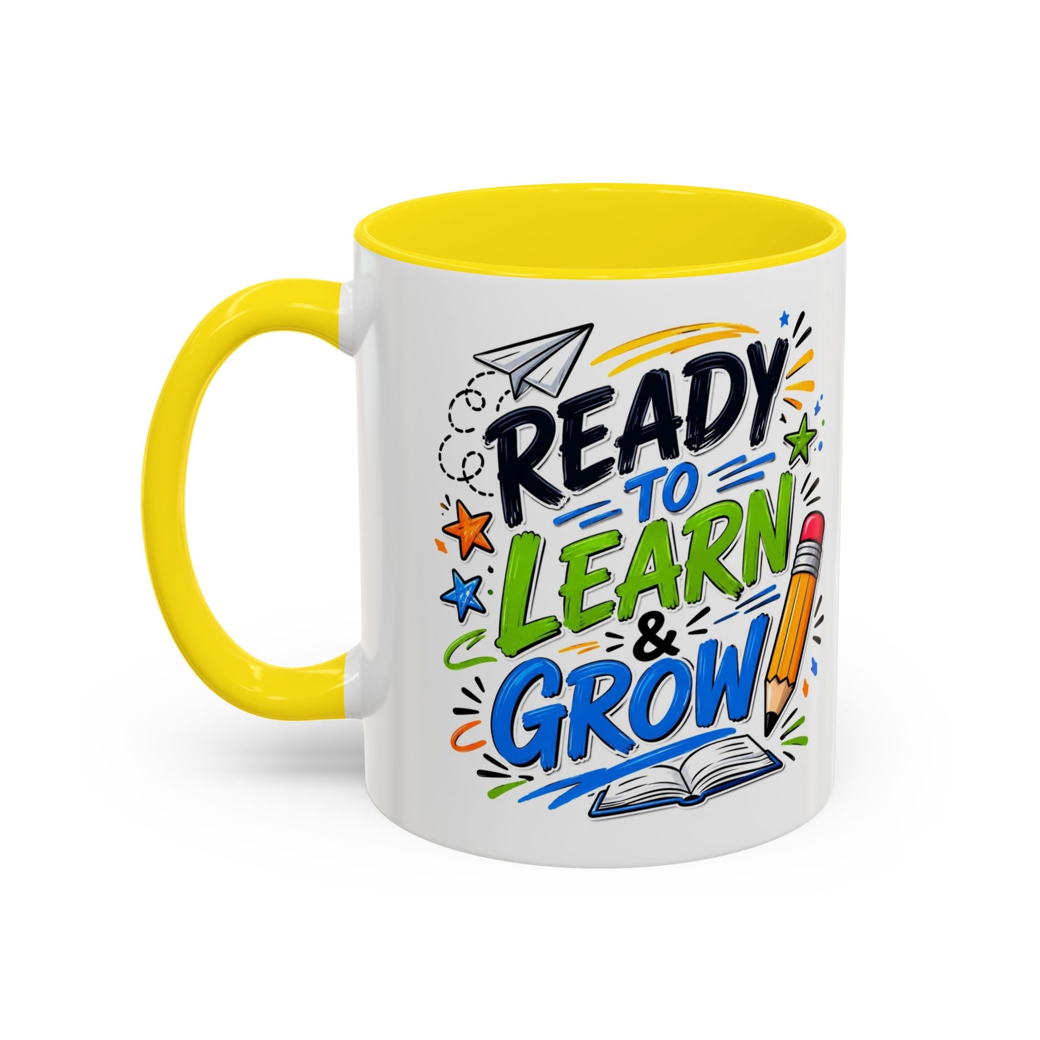 Ready to Learn & Grow Accent Coffee Mug — Teacher/Student Back to School Gift (11/15oz)