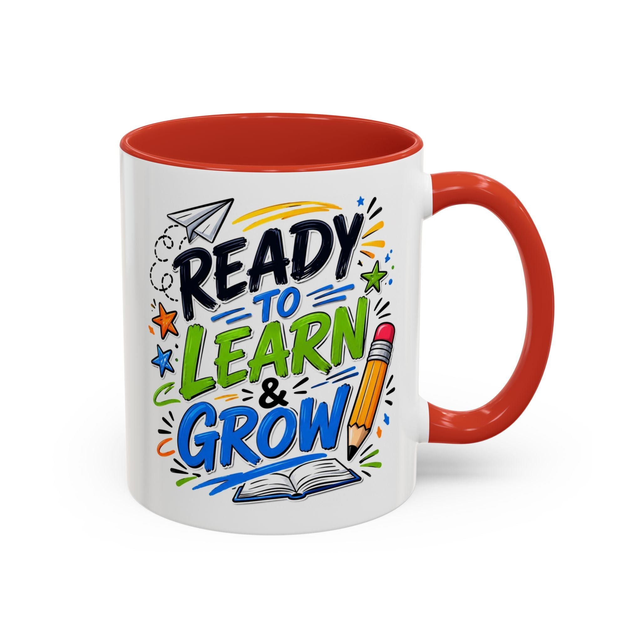 Ready to Learn & Grow Accent Coffee Mug — Teacher/Student Back to School Gift (11/15oz)