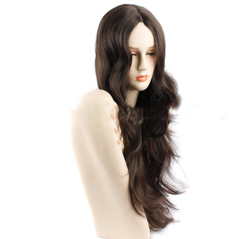 Long Straight Wig – 26" Brown High Temperature Silk