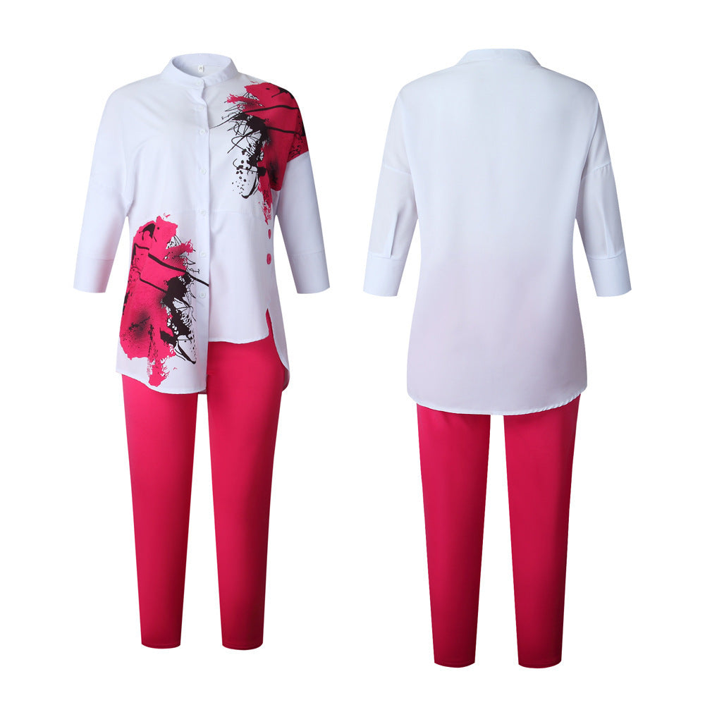 Africa Nigeria Fashion Print Irregular Split Commuter Large Size Suit
