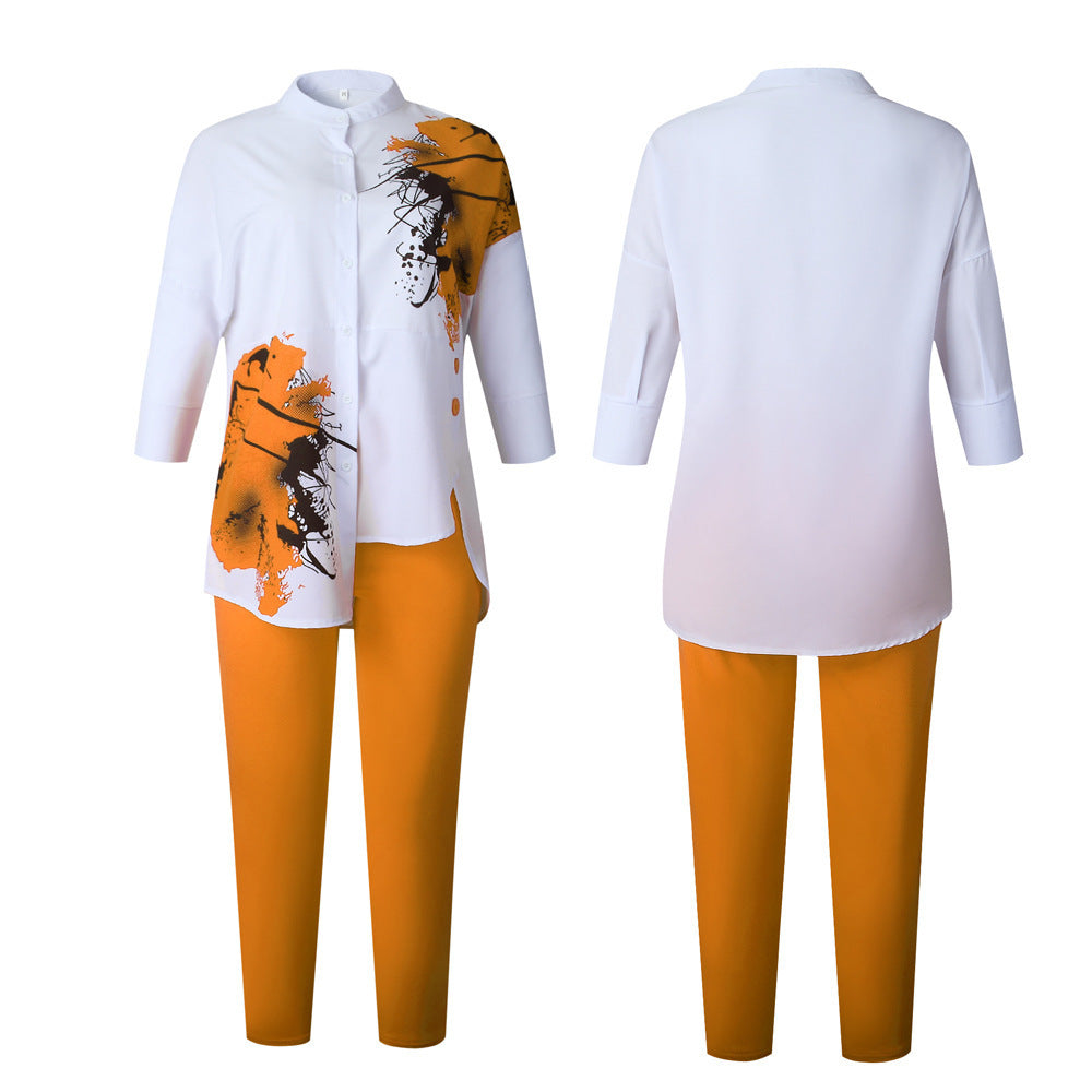 Africa Nigeria Fashion Print Irregular Split Commuter Large Size Suit