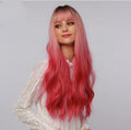 Long Curly Wig with Bangs – Fashion Red Synthetic