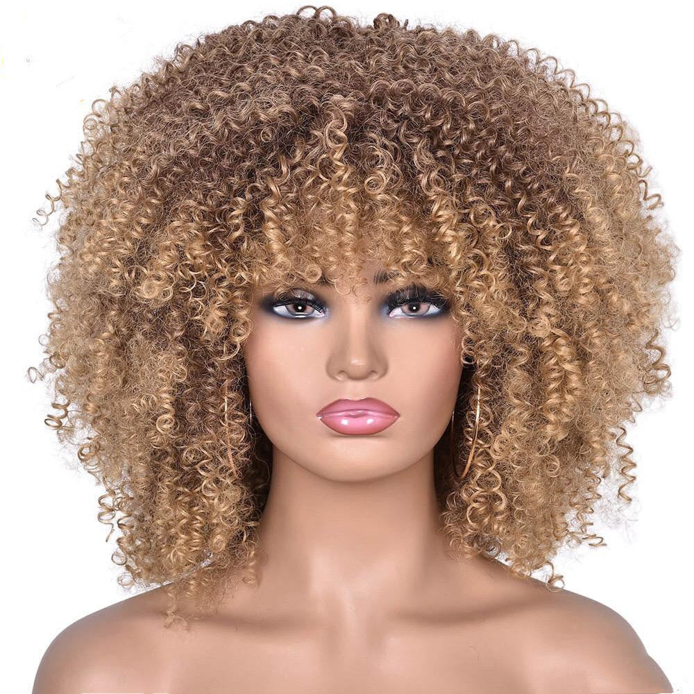 Short Curly Afro Wig – Rose Mesh Cap | 14"
