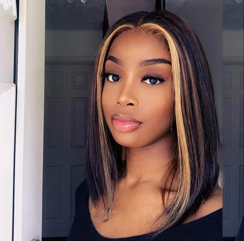 Short Straight Lace Front Wig – Human Hair | Long Bangs