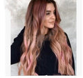 Long Curly Wig – Brown Pink Big Wave Synthetic