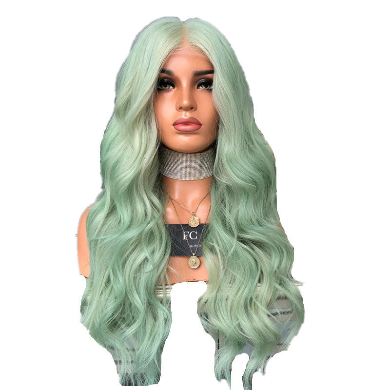 Mid-Length Curly Wig with Bangs – Fashion Green Synthetic
