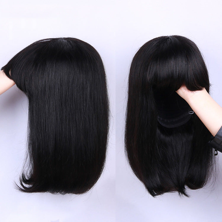 Short Human Hair Wig – Full Machine Made | Black 10"