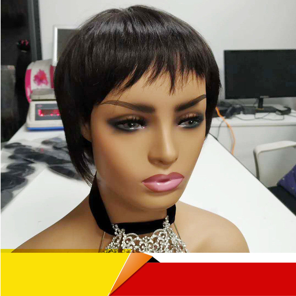 Short Straight Human Hair Wig – Full Machine Made | Natural Black