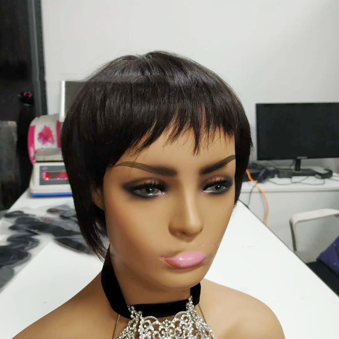 Short Straight Human Hair Wig – Full Machine Made | Natural Black