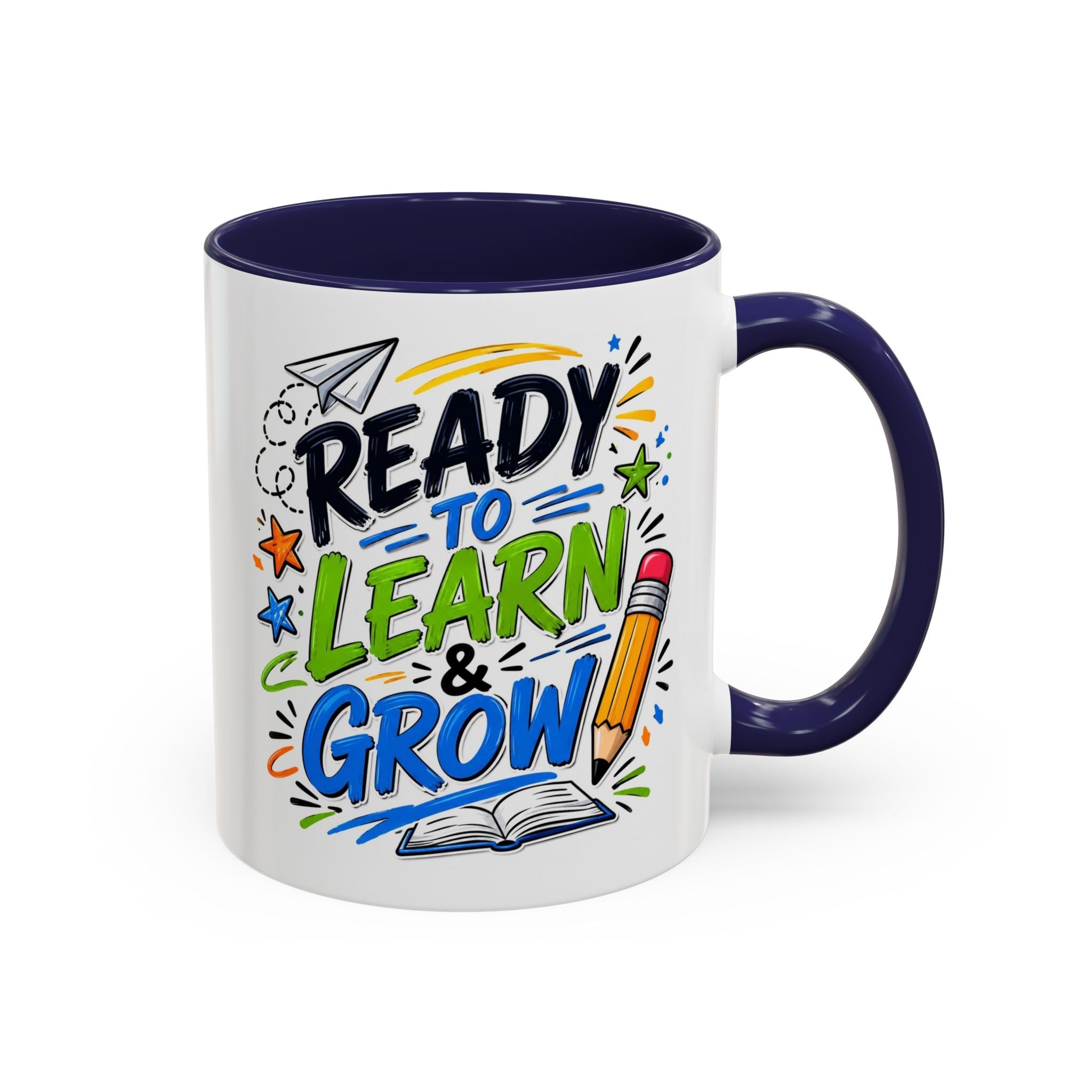 Ready to Learn & Grow Accent Coffee Mug — Teacher/Student Back to School Gift (11/15oz)