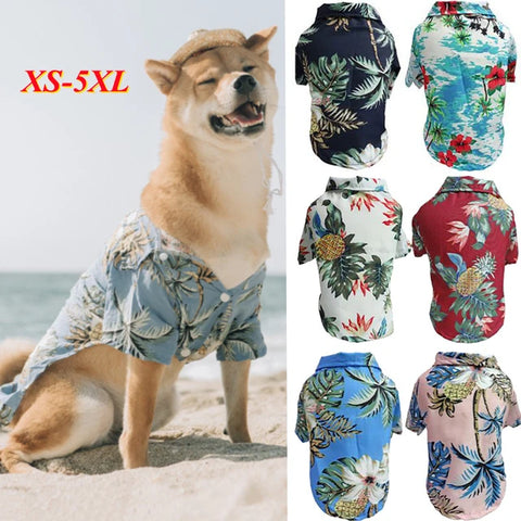 Hawaiian Print Patern Dog Cat Dress Down Shirt
