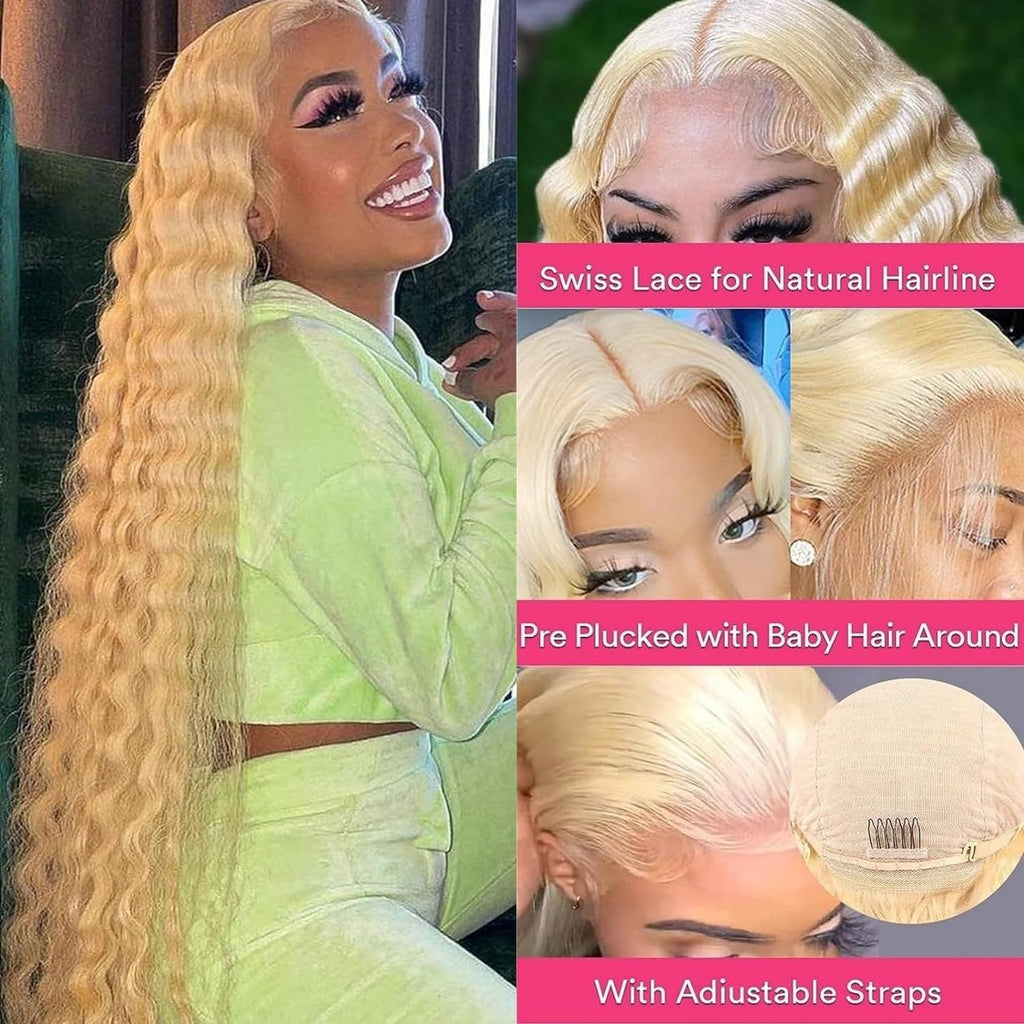 Medium Length Curly Lace Front Wig – Gold Synthetic