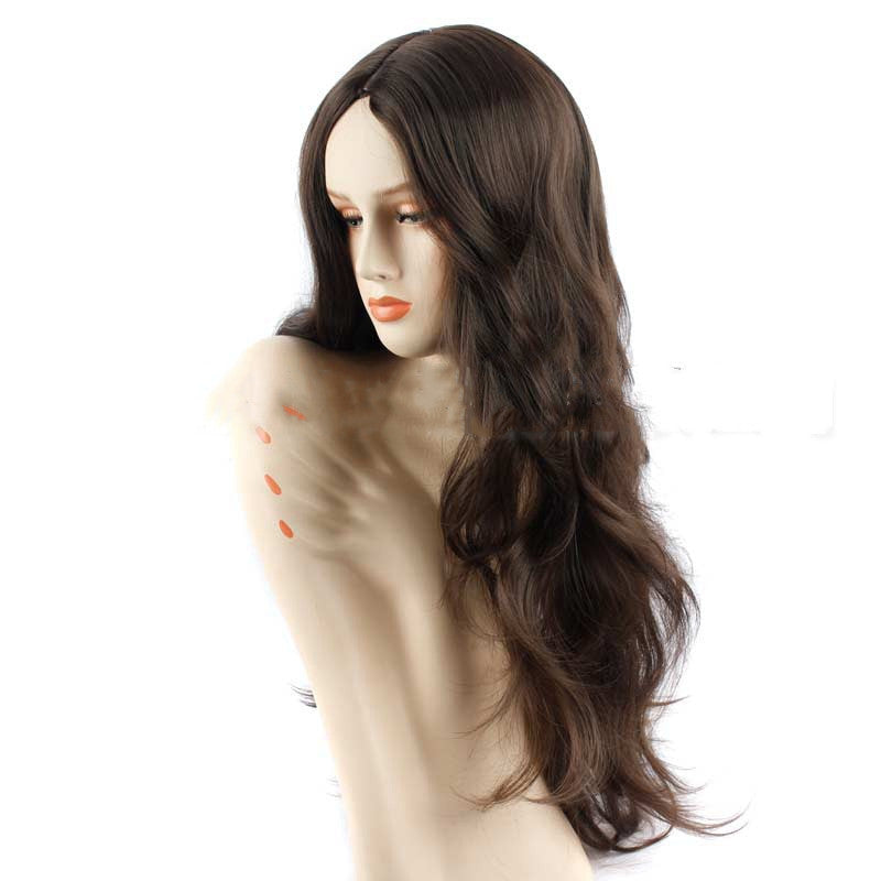 Long Straight Wig – 26" Brown High Temperature Silk