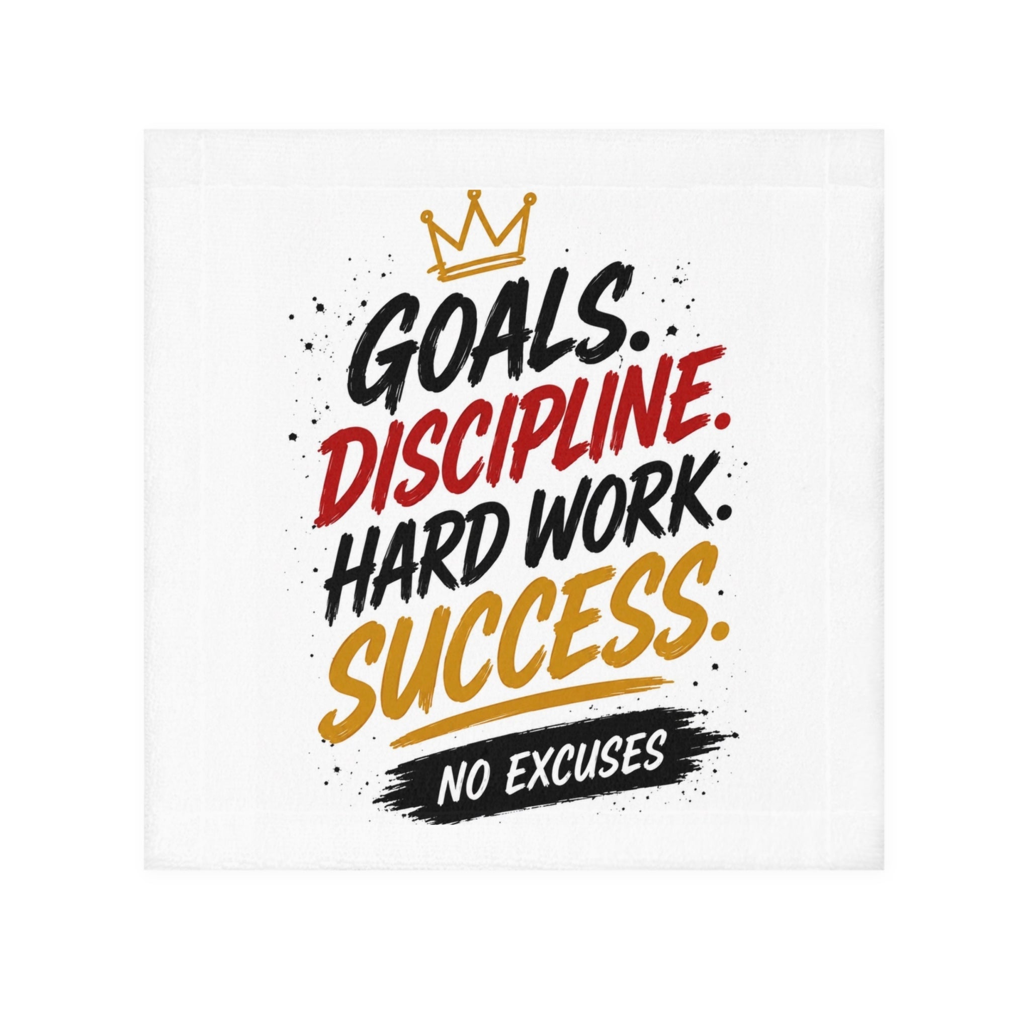 Motivational Face Towel – "Goals. Discipline. Hard Work. Success. No Excuses."