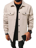 Men's European American Style Brushed Long Sleeve Cardigan Shirt