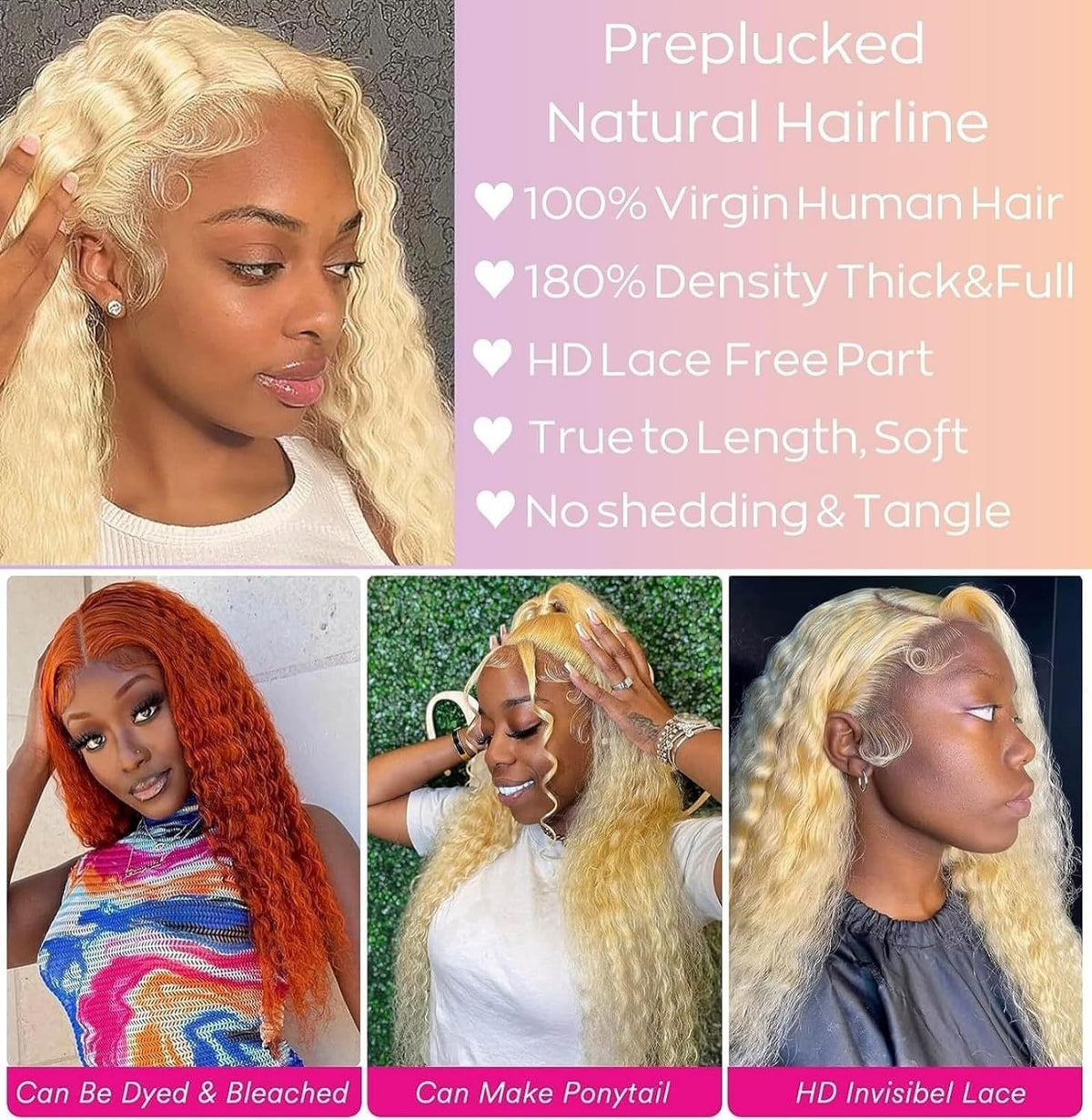 Medium Length Curly Lace Front Wig – Gold Synthetic
