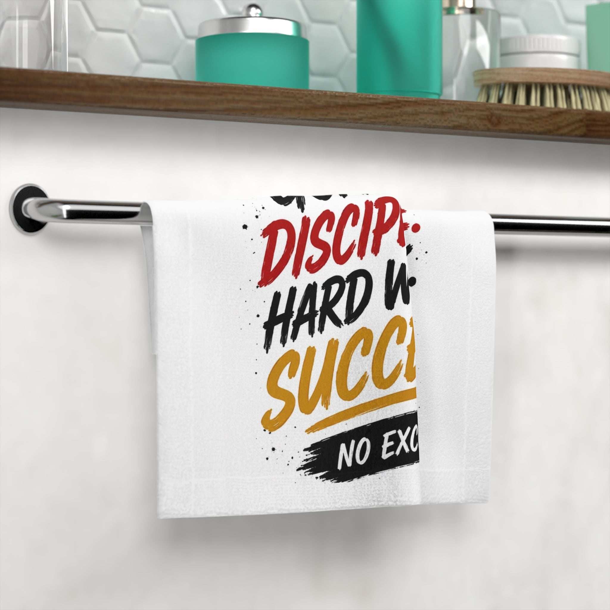Motivational Face Towel – "Goals. Discipline. Hard Work. Success. No Excuses."