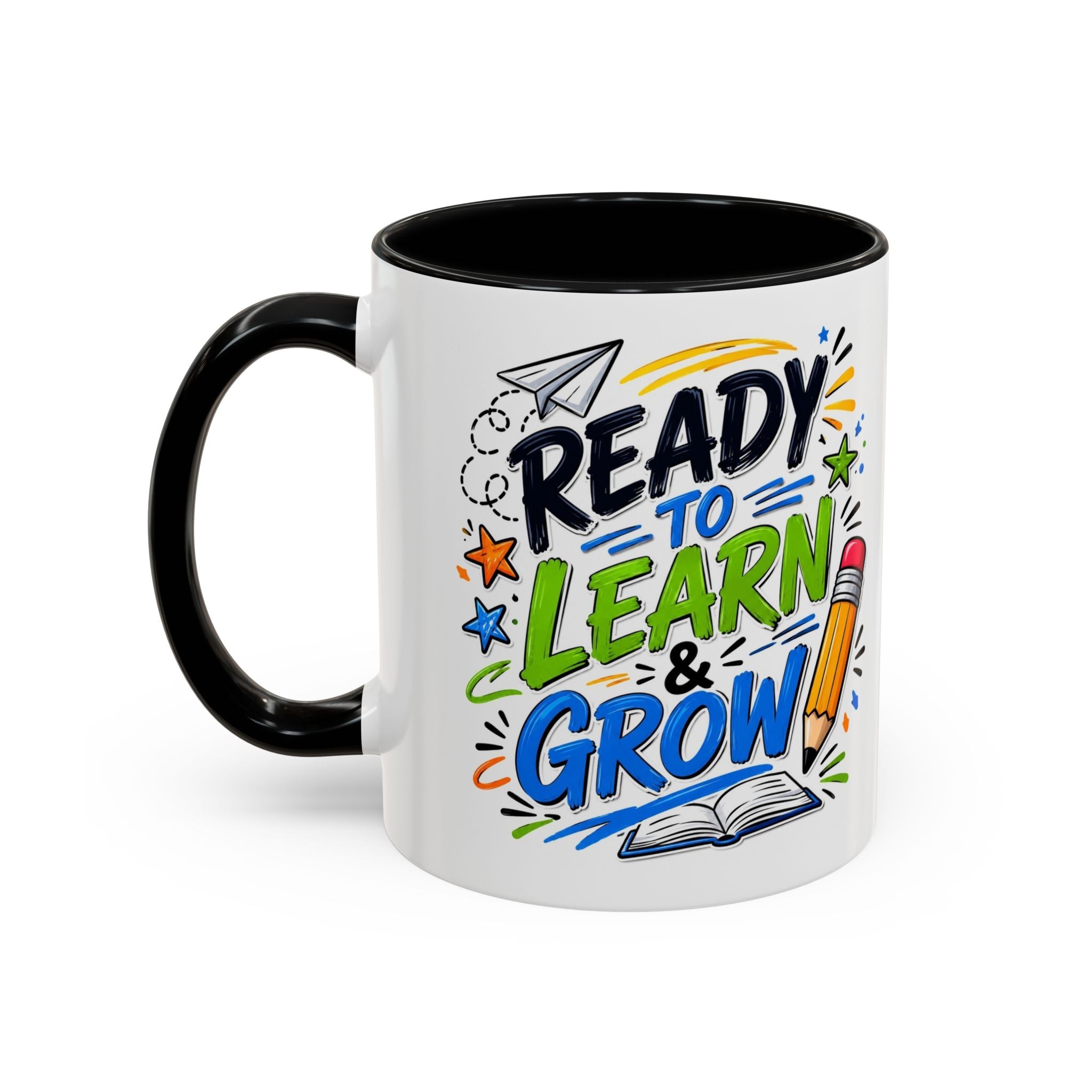 Ready to Learn & Grow Accent Coffee Mug — Teacher/Student Back to School Gift (11/15oz)