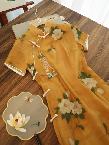 Girls Republic Of China Style Retro Long Elegant Dress
