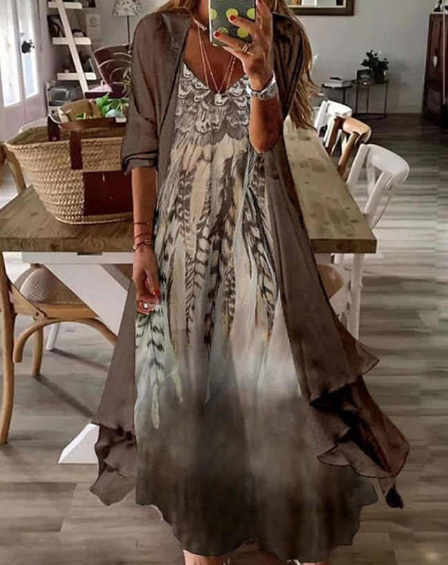 Cross-border Women's Print Holiday Strap Dress Indian Style