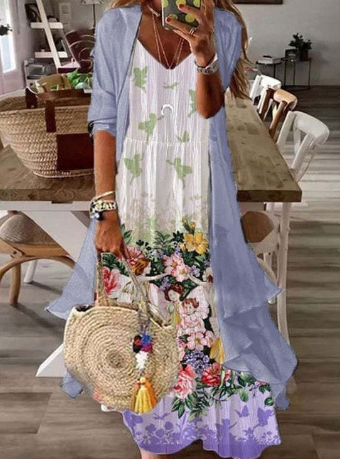Cross-border Women's Print Holiday Strap Dress Indian Style
