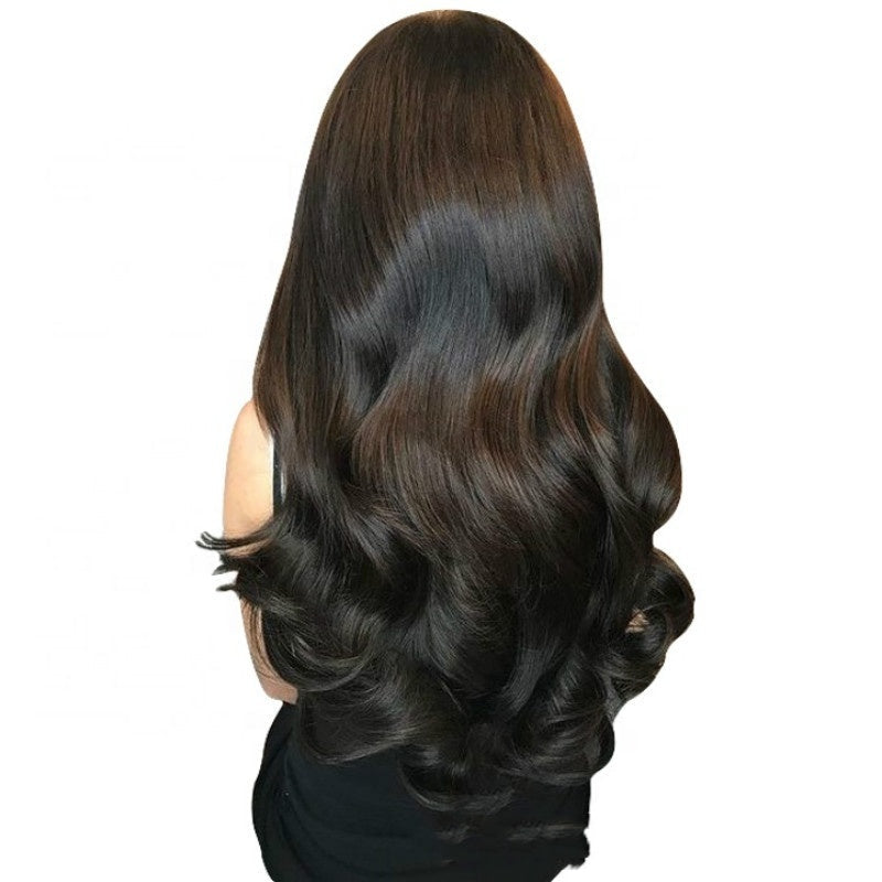 Medium Long Curly Wave Wig – Black, Dark Brown & Light Brown Synthetic
