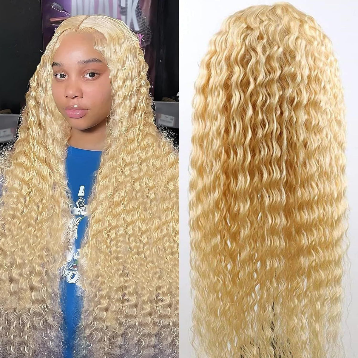 Medium Length Curly Lace Front Wig – Gold Synthetic