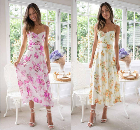 European And American Women's Clothing Printing Slip Dress