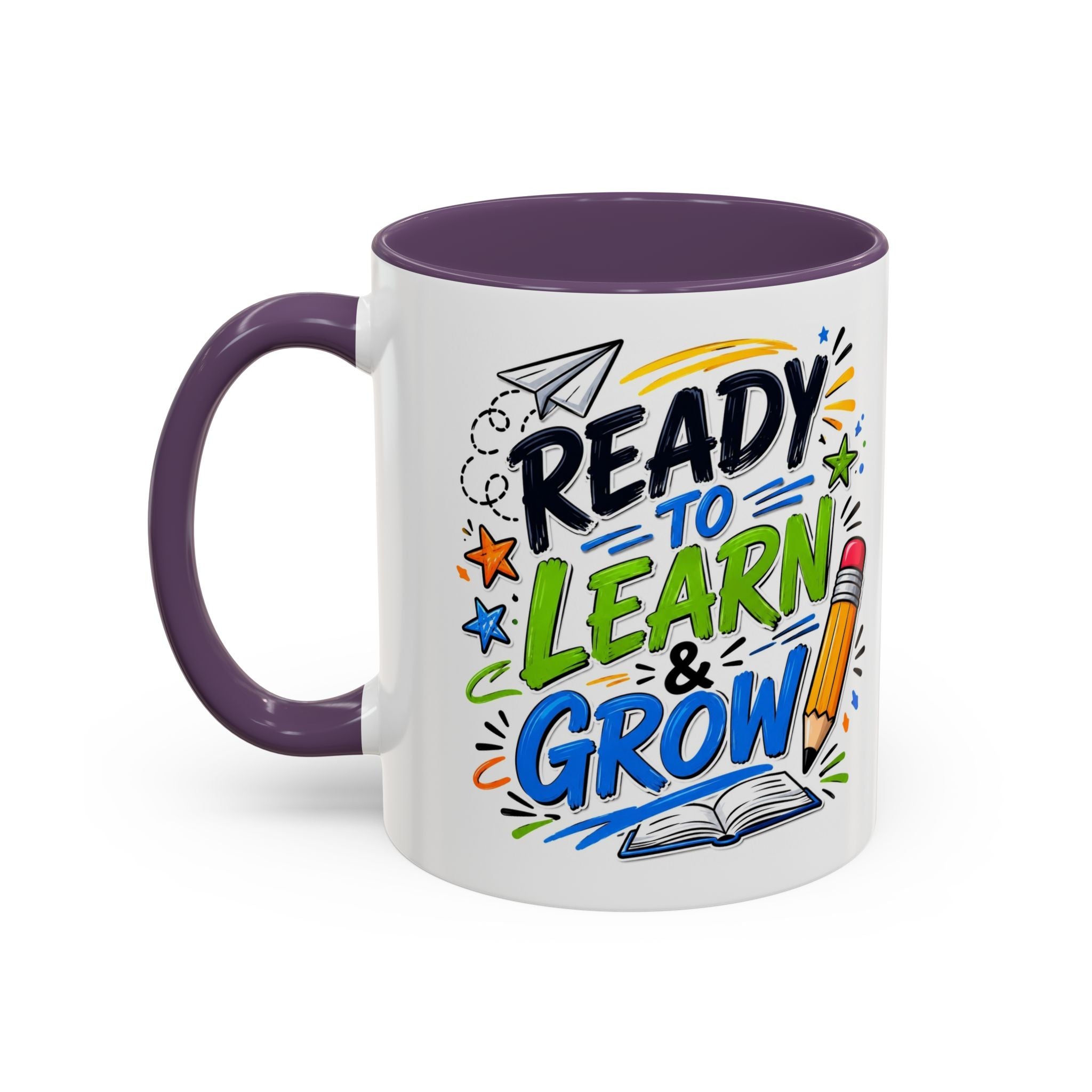 Ready to Learn & Grow Accent Coffee Mug — Teacher/Student Back to School Gift (11/15oz)