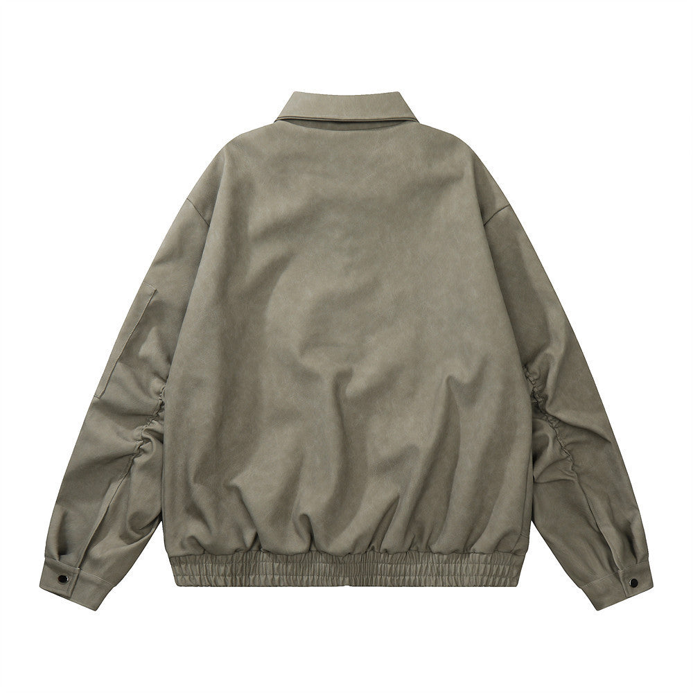 American Retro Motorcycle Clothing Leather Coat