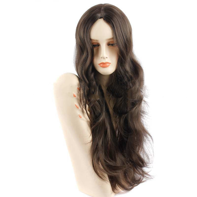 Long Straight Wig – 26" Brown High Temperature Silk