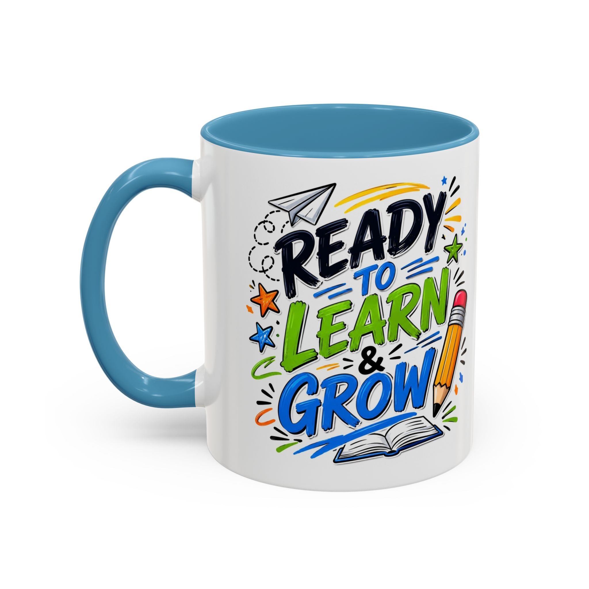 Ready to Learn & Grow Accent Coffee Mug — Teacher/Student Back to School Gift (11/15oz)