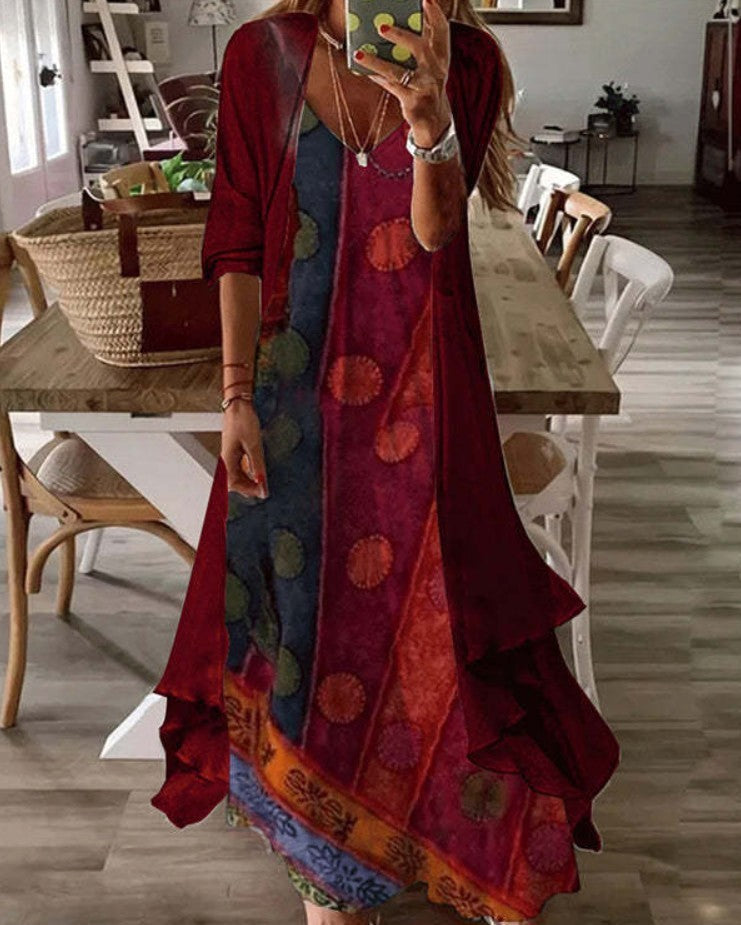 Cross-border Women's Print Holiday Strap Dress Indian Style