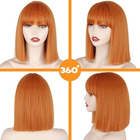 Full-Head Synthetic Wig – Black, Orange & Red