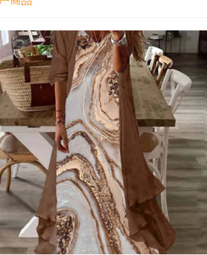 Cross-border Women's Print Holiday Strap Dress Indian Style