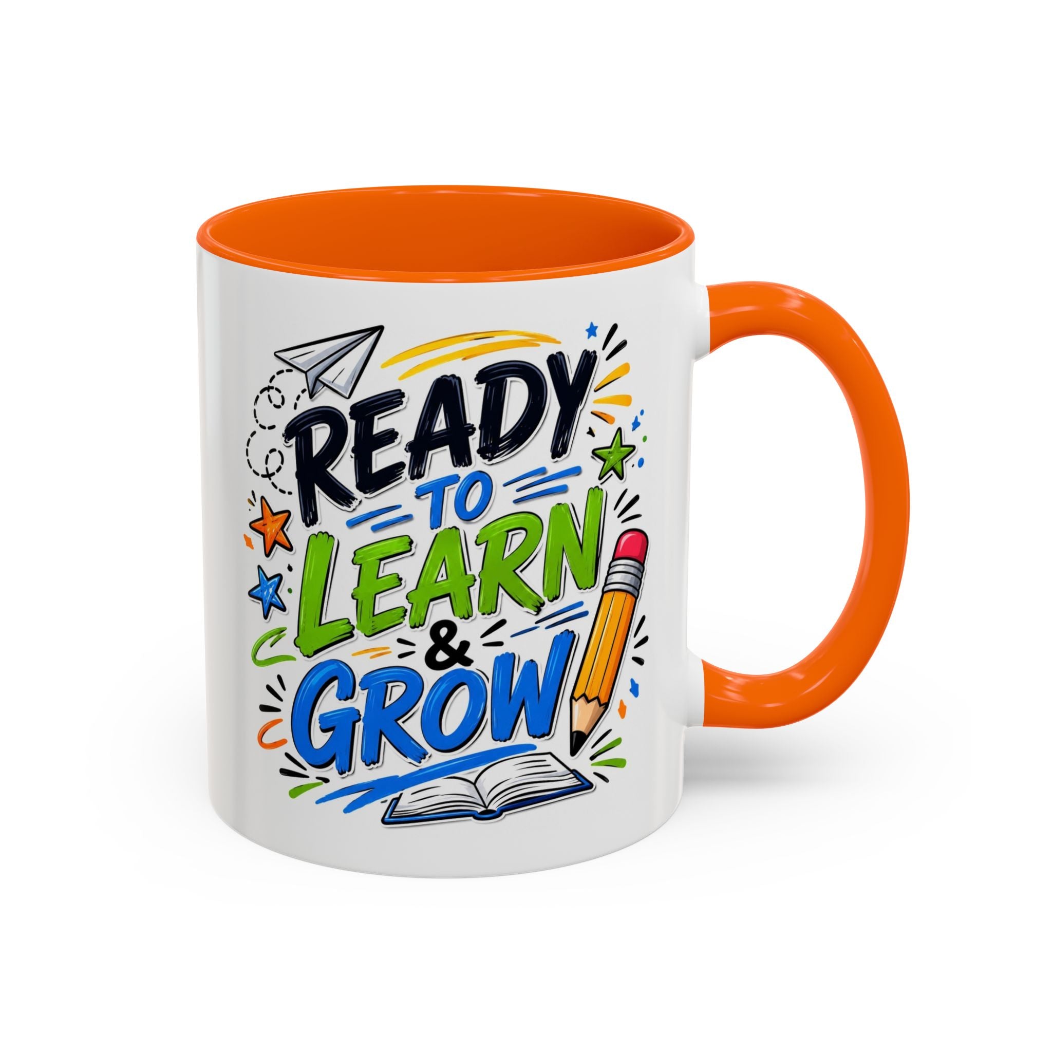 Ready to Learn & Grow Accent Coffee Mug — Teacher/Student Back to School Gift (11/15oz)