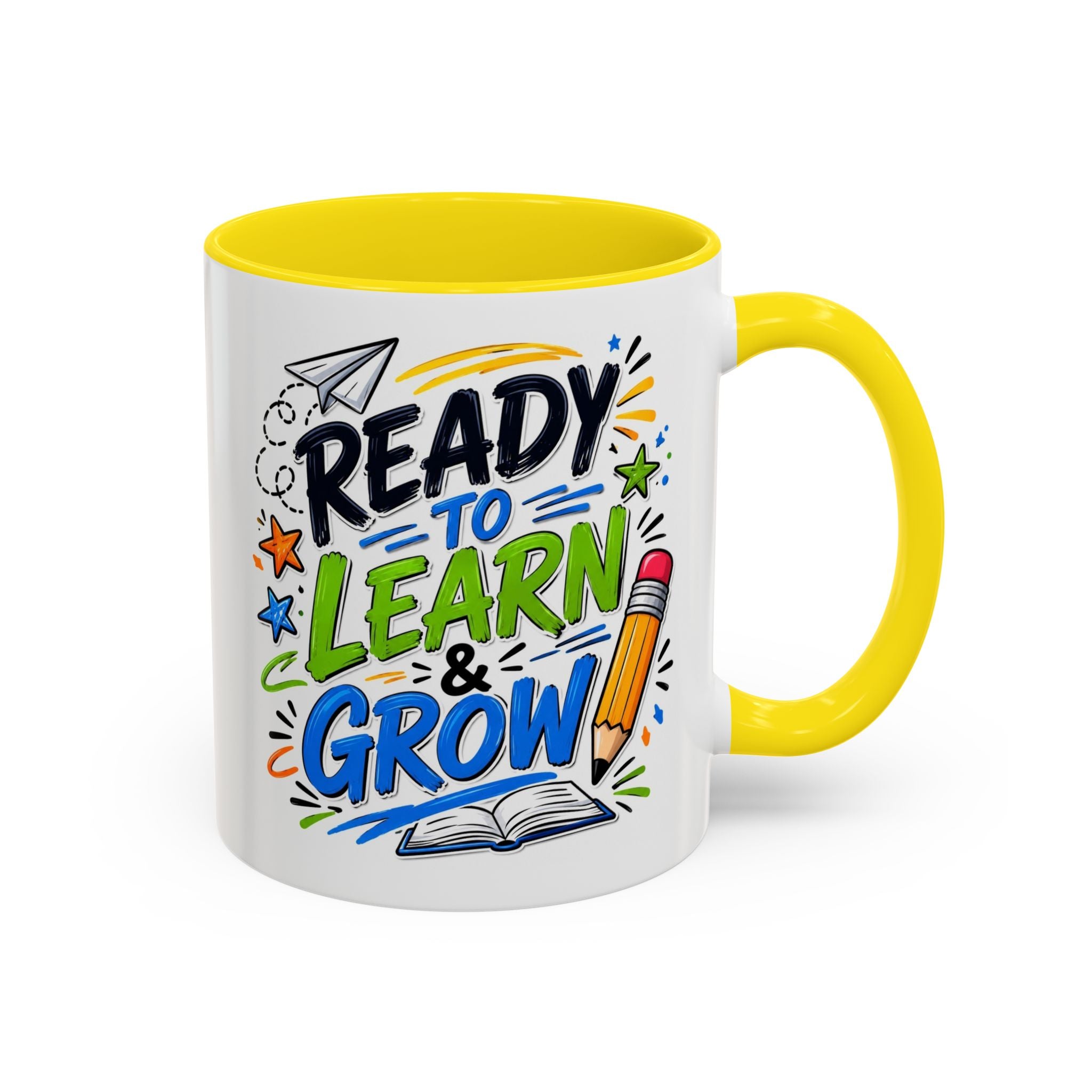 Ready to Learn & Grow Accent Coffee Mug — Teacher/Student Back to School Gift (11/15oz)