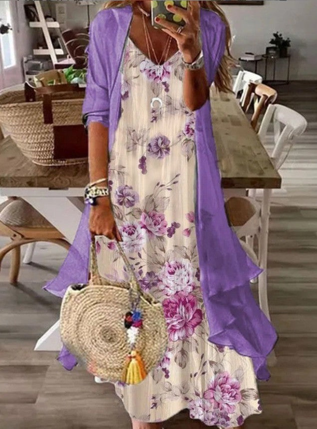 Cross-border Women's Print Holiday Strap Dress Indian Style