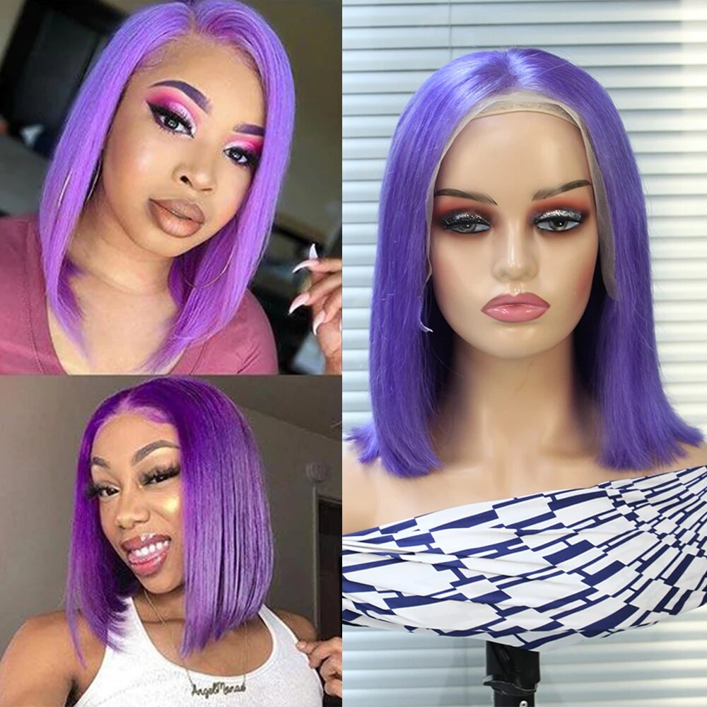 Short Bob Lace Front Wig – 13x4 Colored Human Hair