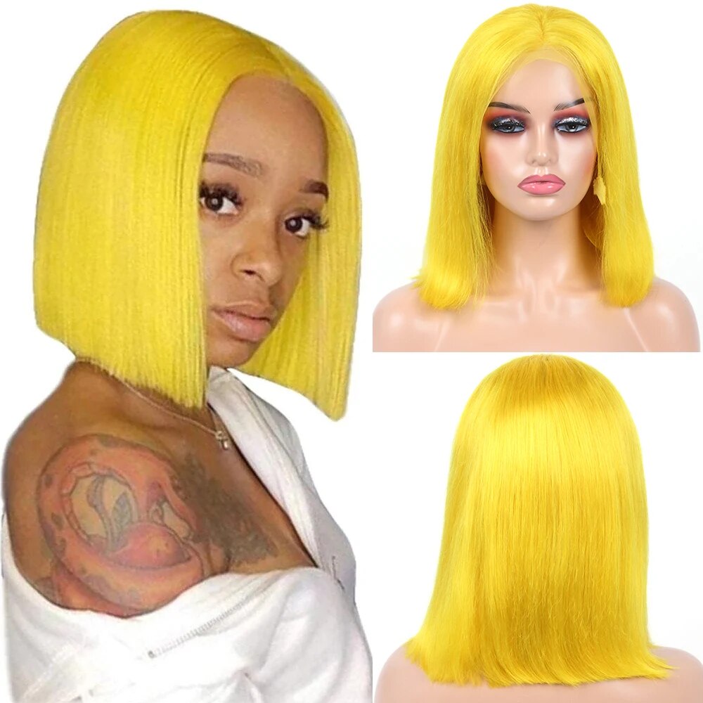 Short Bob Lace Front Wig – 13x4 Colored Human Hair