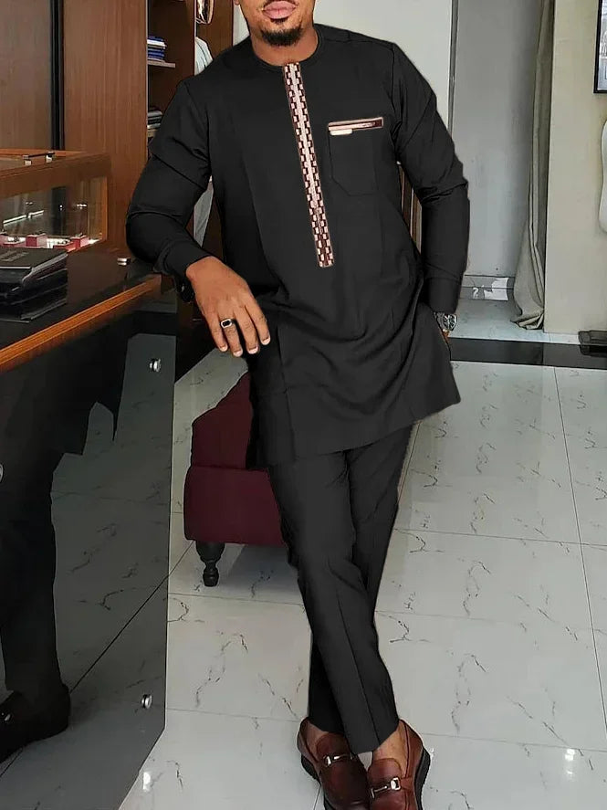 New Dashiki Style Men's Suit African Traditional Clothing Elegant Two-piece Suit