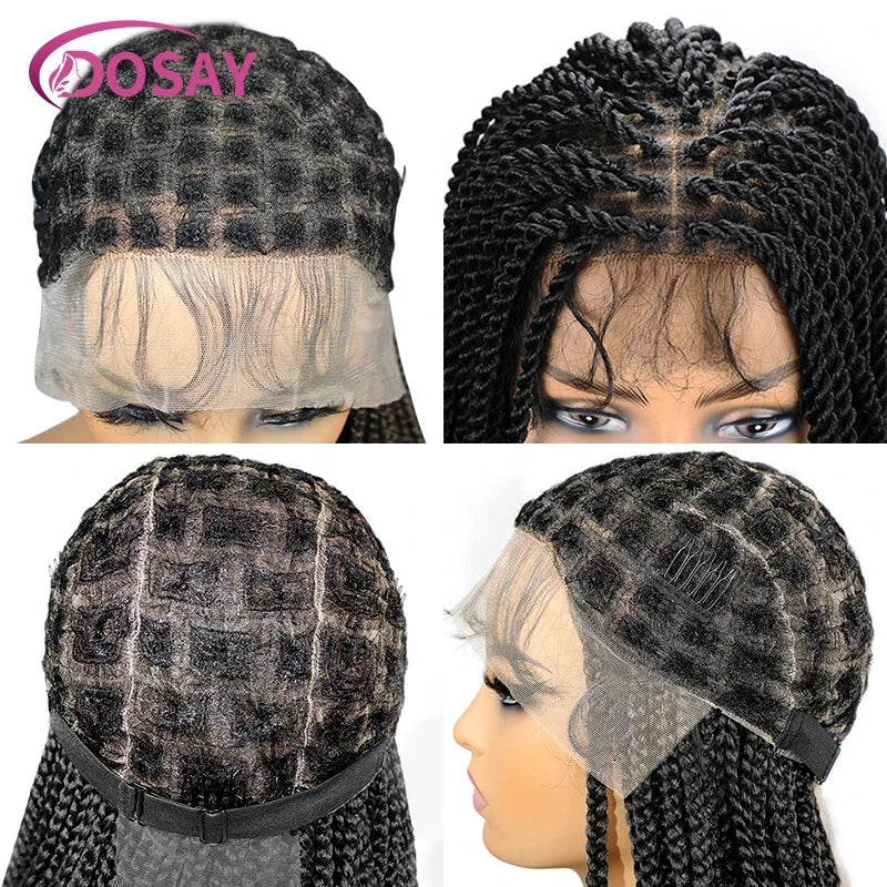 36" Full Lace Braided Wigs Synthetic Hair Box Braids Knotless Braided Wigs For African Women