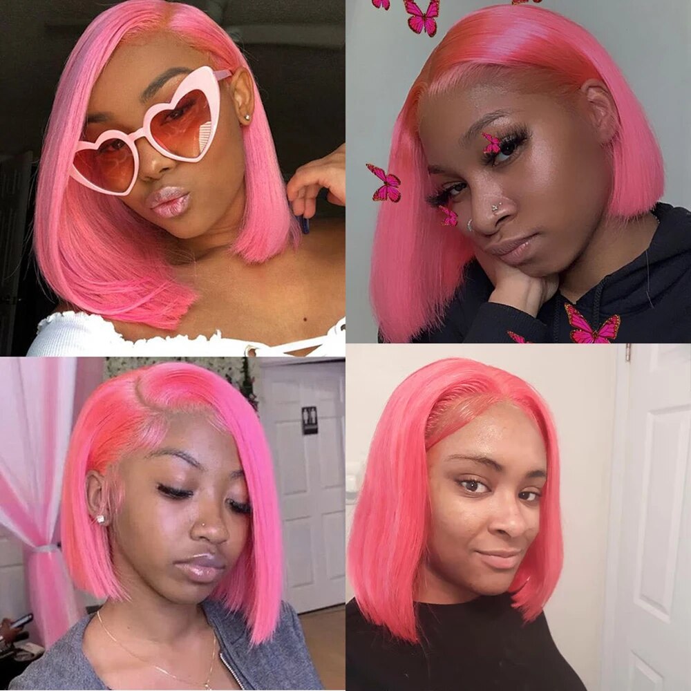Short Bob Lace Front Wig – 13x4 Colored Human Hair